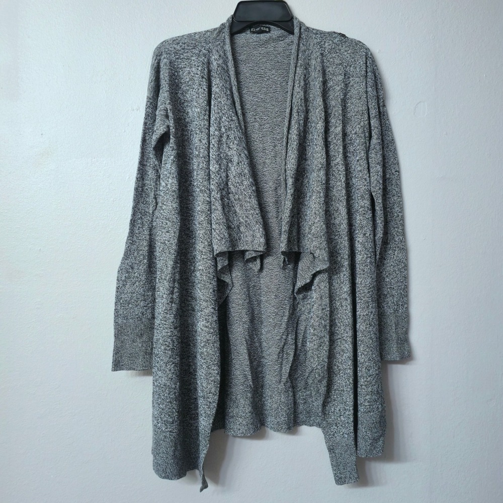Express Womens Marled Grey Waterfall Open Front Draped Cardigan Sweater Size M